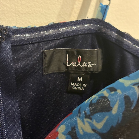 Lulus Gorgeous Ideas Navy Blue Floral Organza Skater Mini Dress Size Medium - Picture 5 of 6